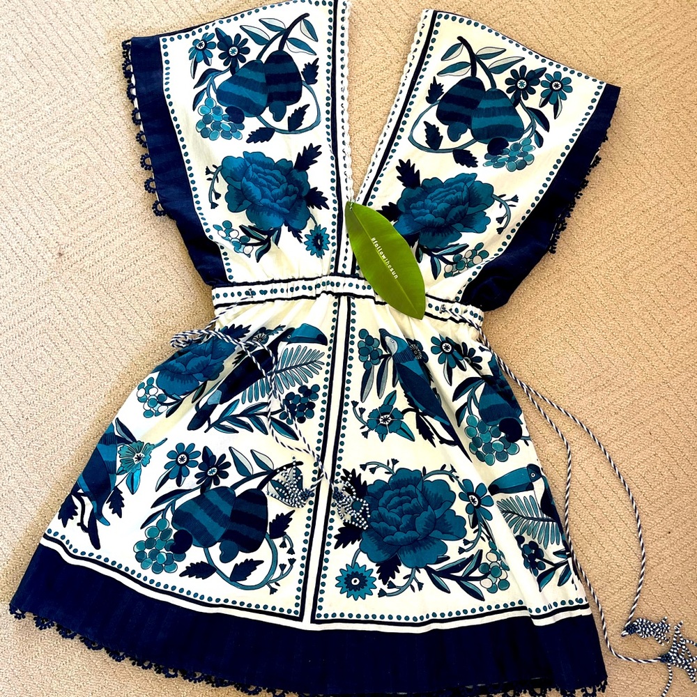 Farm Rio Tropical Tiles Mini A Line Dress